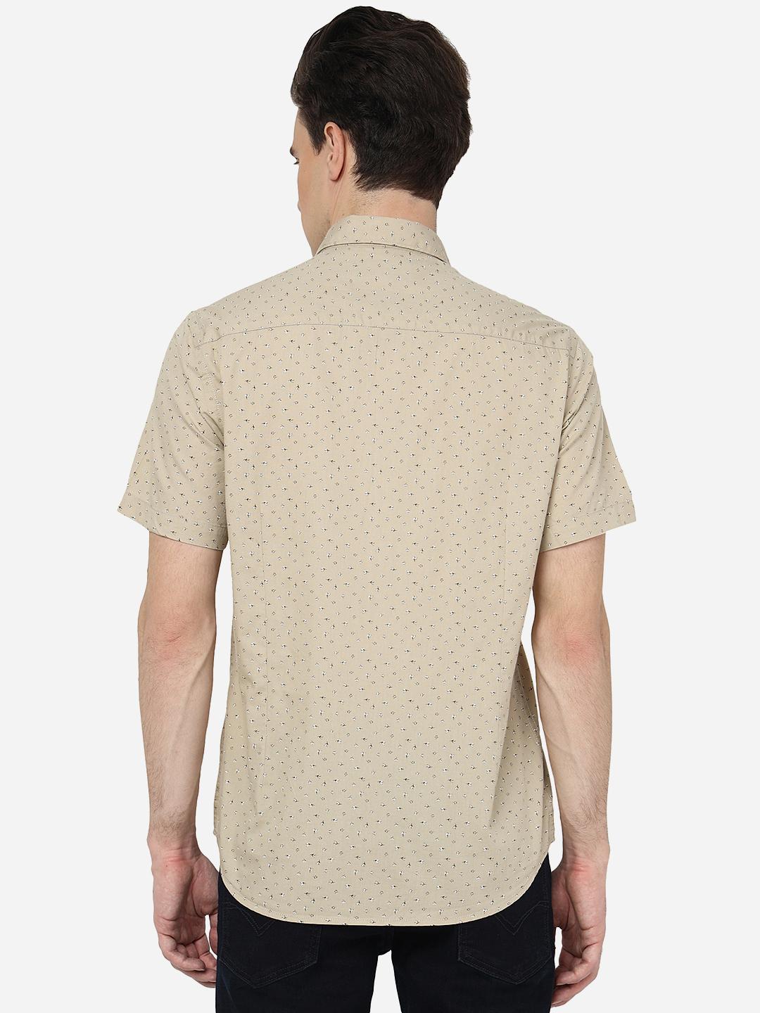 Beige Printed Smart Fit Semi Casual Shirt | Pehervi