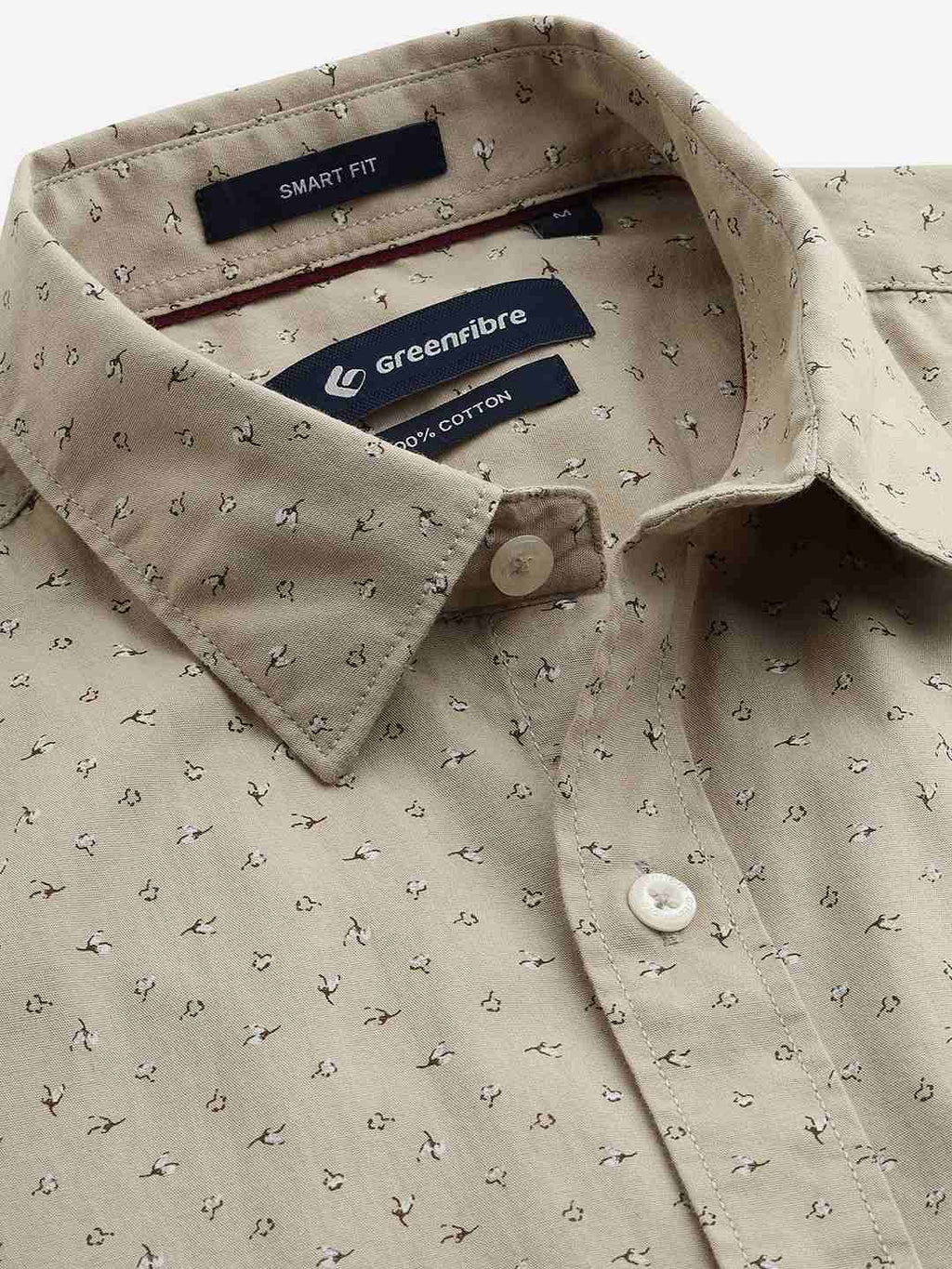 Beige Printed Smart Fit Semi Casual Shirt | Pehervi