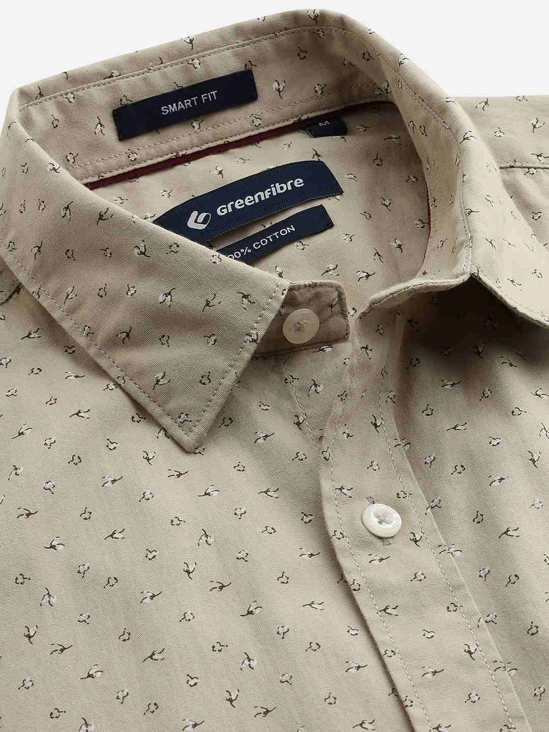 Beige Printed Smart Fit Semi Casual Shirt | Pehervi