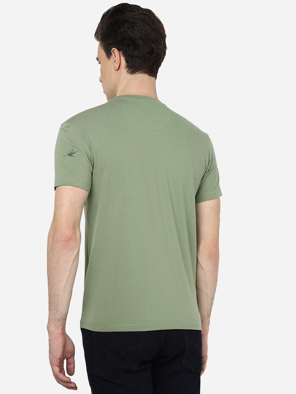 Aspen Green Printed Slim Fit T-Shirt | pehervi