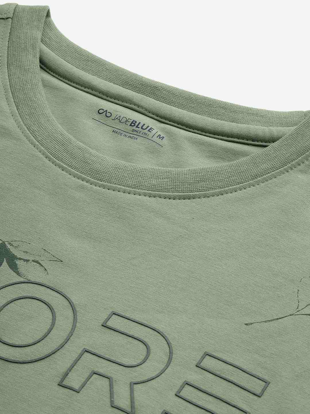 Aspen Green Printed Slim Fit T-Shirt | pehervi