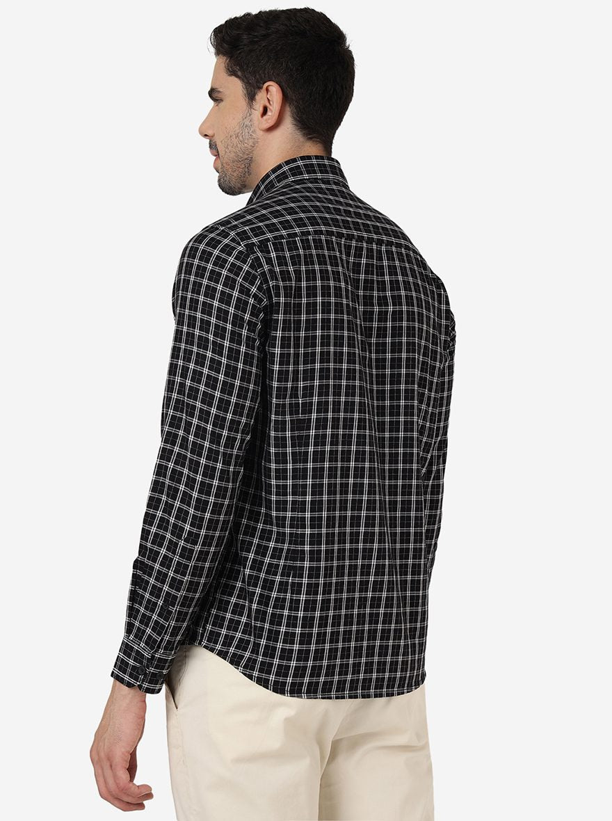 Black Checked Smart Fit Semi Casual Shirt | Pehervi