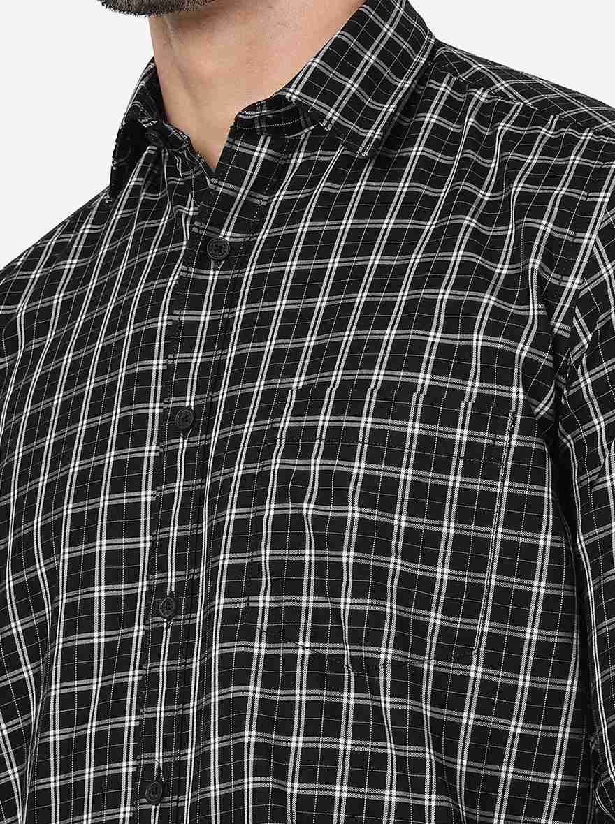 Black Checked Smart Fit Semi Casual Shirt | Pehervi