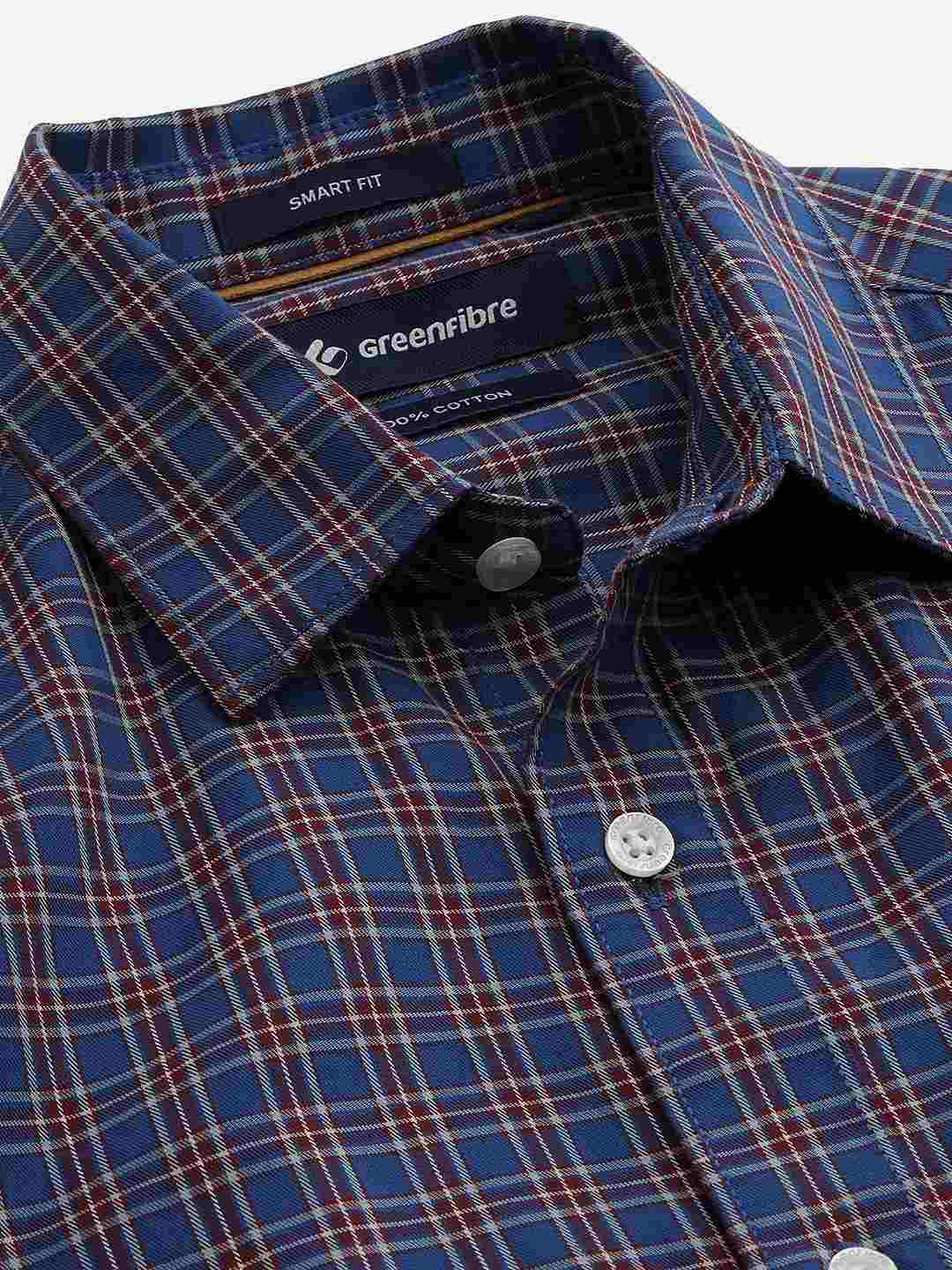 Dutch Blue Checked Smart Fit Semi Casual Shirt | Pehervi