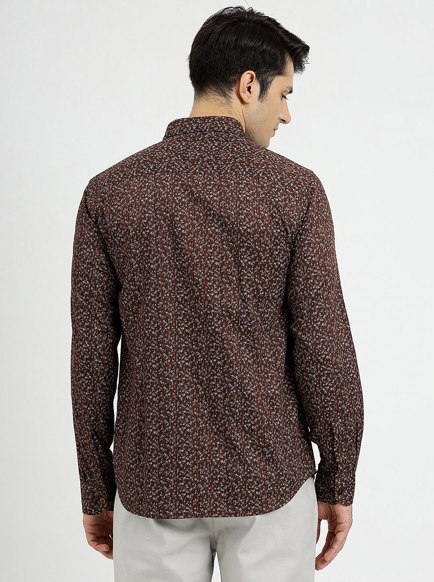 Brown Solid Smart Fit Semi Casual Shirt | Pehervi