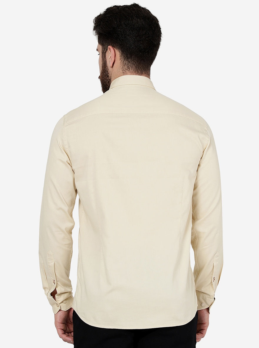 Banana Yellow Solid Slim Fit Semi Casual Shirt | Pehervi