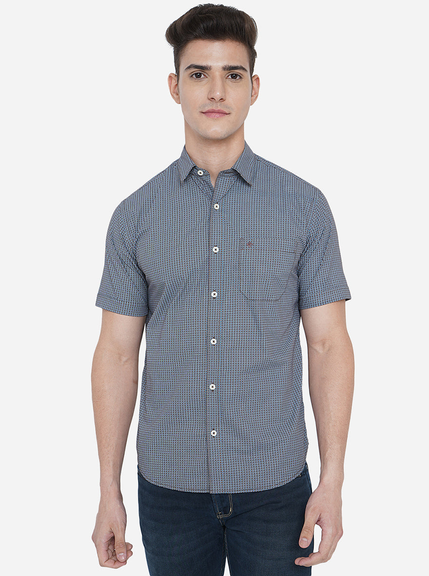 Brown Printed Classic Fit Semi Casual Shirt | Pehervi
