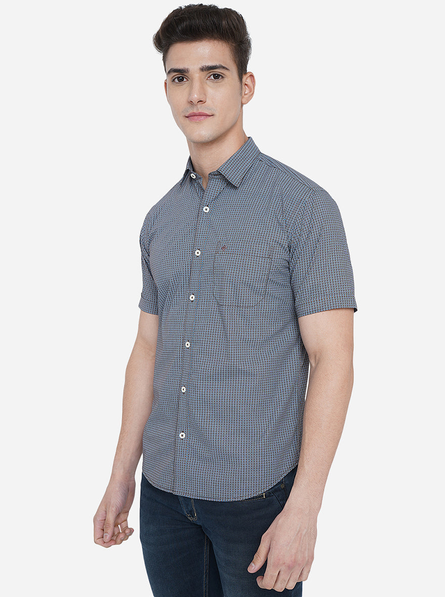 Brown Printed Classic Fit Semi Casual Shirt | Pehervi